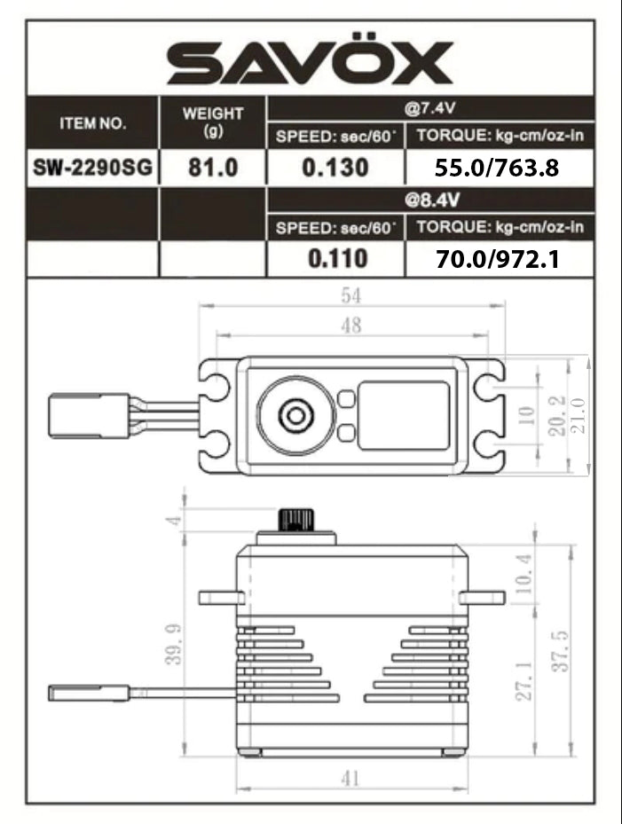 SW2290SG-BE - Waterproof Monster Torque High Voltage, Brushless, Digital Servo 0.11sec / 972.1oz @ 8.4v - Black Edition