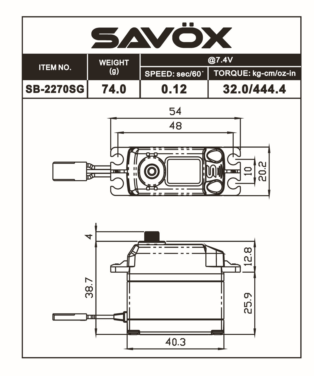 HV BL DIGITAL SERVO .12/444 – Savox USA