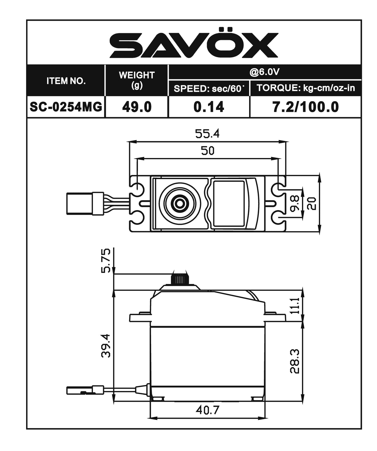 STD DIGITAL SERVO .14/100 – Savox USA