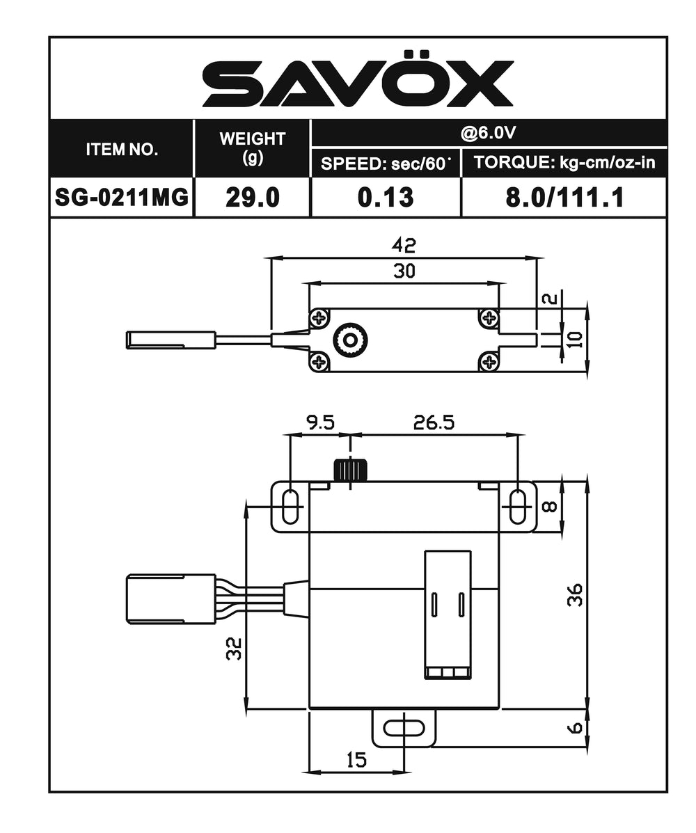 SG0211MG - High Torque Metal Case Digital Glider Servo, .13 / 111.1@ 6V