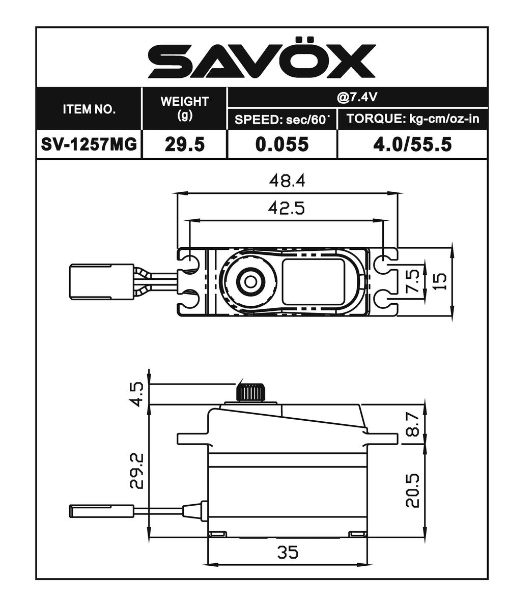 SV1257MG - High Voltage Mini Size Digital Servo .055/55.5 @7.4V