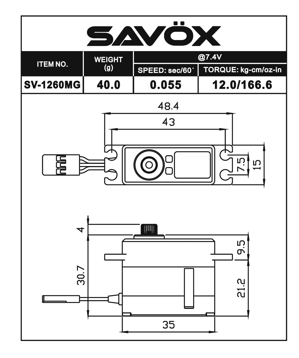 SV1260MG - Mini Digital High Voltage Aluminum Case Servo 0.055/167@ 7.4V