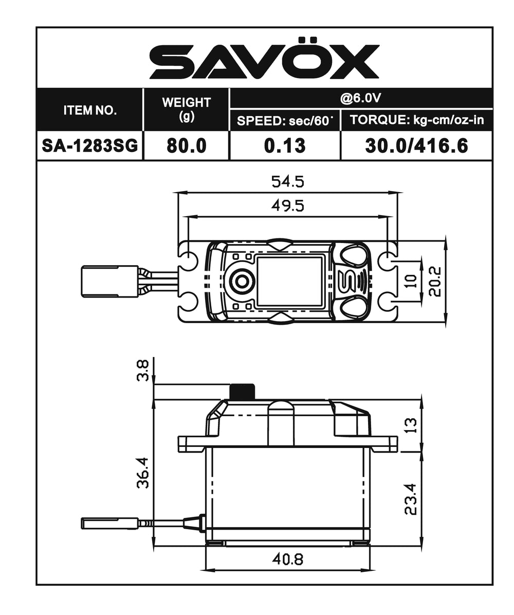 SA1283SGP Coreless Metal Case Digital Servo with Soft Start, 0.13sec / 416oz @ 6V