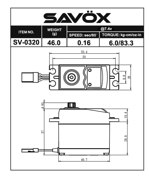SV0320 - High Voltage Standard Digital Servo 0.13/83.3 @ 7.4V
