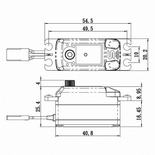 SV1254MGP - High Voltage Coreless Low Profile Digital Servo with Soft Start, 0.085sec / 208.3oz @ 7.4V